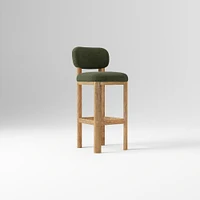 Anton Bar Stool, Yarn Dyed Linen Weave Alabaster, Burnt Wax