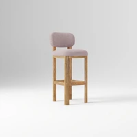 Anton Bar Stool, Yarn Dyed Linen Weave Alabaster, Burnt Wax