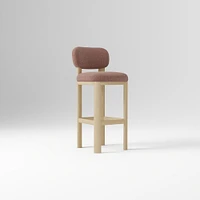 Anton Bar Stool, Yarn Dyed Linen Weave Alabaster, Burnt Wax