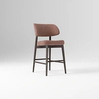 Hyde Bar Stool, Yarn Dyed Linen Weave Alabaster, Smoked Oak