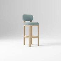 Anton Bar Stool, Yarn Dyed Linen Weave Alabaster, Burnt Wax