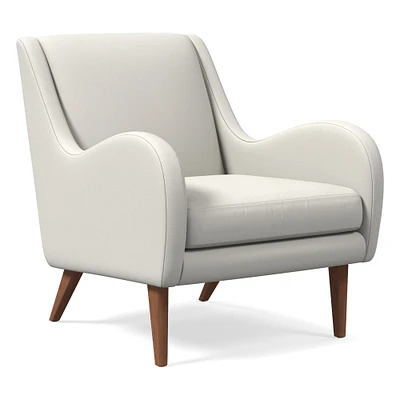 Sebastian Chair, Poly , Yarn Dyed Linen Weave, Alabaster, Pecan