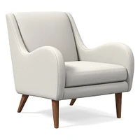 Sebastian Chair, Poly , Yarn Dyed Linen Weave, Alabaster, Pecan