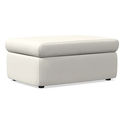 Enzo Storage Ottoman, Poly, Yarn Dyed Linen Weave, Alabaster, Concealed Support
