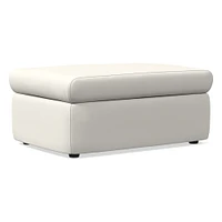 Enzo Storage Ottoman, Poly, Yarn Dyed Linen Weave, Alabaster, Concealed Support