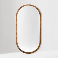 Frida Fluted Wood Small Mirror, Burnt Wax, 24X36