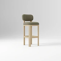 Anton Bar Stool, Yarn Dyed Linen Weave Alabaster, Burnt Wax