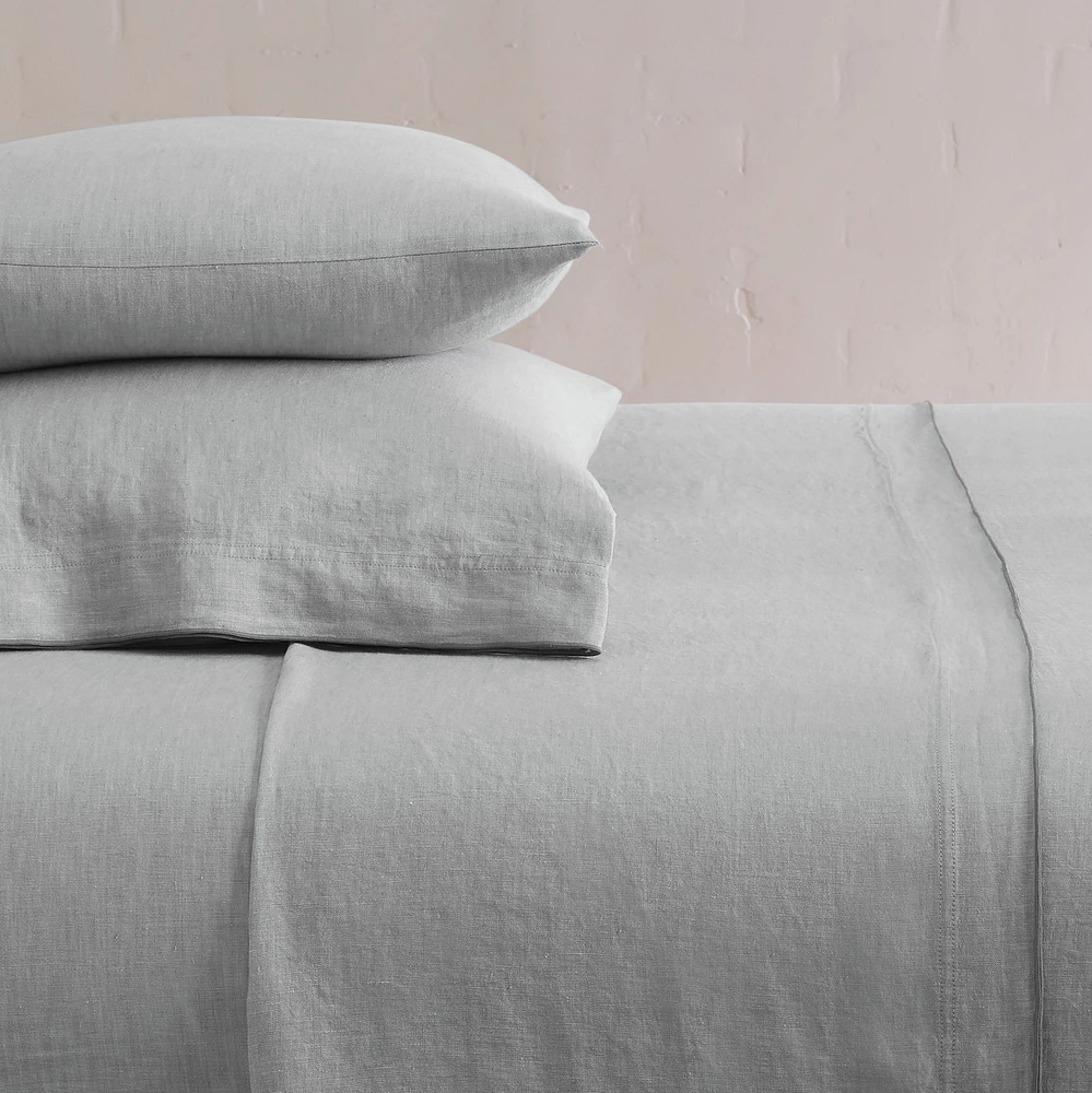 European Linen Merrow Edge Sheet Set, Full, White/Black