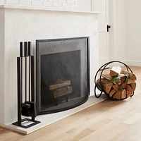 Industrial Fireplace Screen, Black, 38x25
