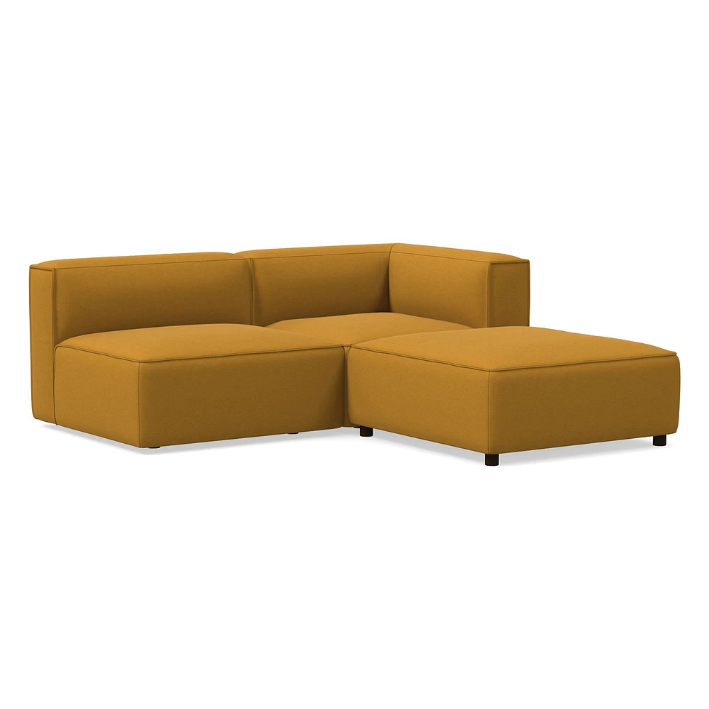 Remi Ottoman, Memory Foam, Yarn Dyed Linen Weave, Alabaster, Concealed Support