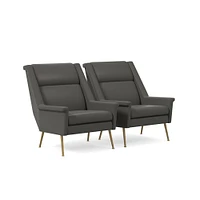 Carlo Highback Chair, Poly, Saddle Leather, Nut, Brass