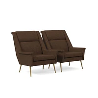 Carlo Highback Chair, Poly, Saddle Leather, Nut, Brass