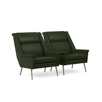 Carlo Highback Chair, Poly, Saddle Leather, Nut, Brass