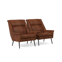 Carlo Highback Chair, Poly, Saddle Leather, Nut, Brass