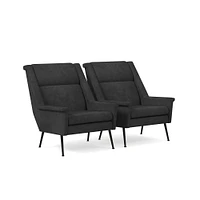 Carlo Highback Chair, Poly, Saddle Leather, Nut, Brass