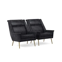 Carlo Highback Chair, Poly, Saddle Leather, Nut, Brass