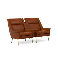 Carlo Highback Chair, Poly, Saddle Leather, Nut, Brass