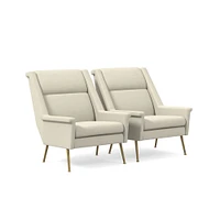 Carlo Highback Chair, Poly, Saddle Leather, Nut, Brass