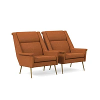 Carlo Highback Chair, Poly, Saddle Leather, Nut, Brass