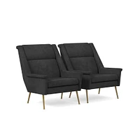 Carlo Highback Chair, Poly, Saddle Leather, Nut, Brass