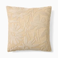 Textural Floral Pillow Cover, 18X18, Alabaster