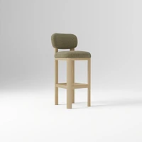 Anton Bar Stool, Yarn Dyed Linen Weave Alabaster, Burnt Wax
