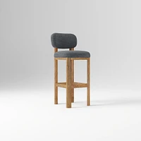 Anton Bar Stool, Yarn Dyed Linen Weave Alabaster, Burnt Wax