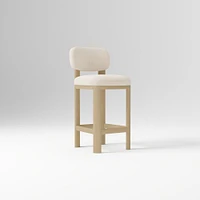 Anton Bar Stool, Yarn Dyed Linen Weave Alabaster, Burnt Wax