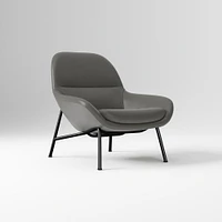 Fillmore Leather Mid Century Chair Poly Saddle Nut Matte Black