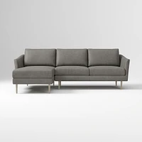 Sloane 96" Right 2-Piece Chaise Sectional, Saddle Leather, Nut, Champagne Bronze
