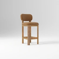 Anton Bar Stool, Yarn Dyed Linen Weave Alabaster, Burnt Wax