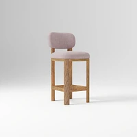 Anton Bar Stool, Yarn Dyed Linen Weave Alabaster, Burnt Wax