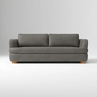 Leroy 96in Sofa, Ludlow Leather Navy, Cool Walnut