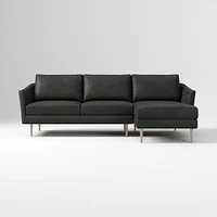 Sloane 96" Right 2-Piece Chaise Sectional, Saddle Leather, Nut, Champagne Bronze
