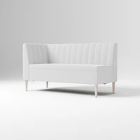 Emmett Dining Banquette Armless Bench, Yarn Dyed Linen Weave Pewter, Acorn
