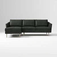 Sloane 96" Right 2-Piece Chaise Sectional, Saddle Leather, Nut, Champagne Bronze
