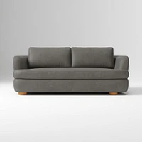 Leroy 96in Sofa, Ludlow Leather Navy, Cool Walnut