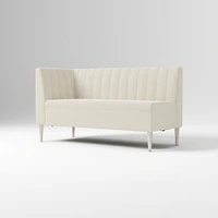 Emmett Dining Banquette Armless Bench, Yarn Dyed Linen Weave Pewter, Acorn