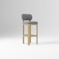 Anton Bar Stool, Yarn Dyed Linen Weave Alabaster, Burnt Wax