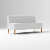 Emmett Dining Banquette Armless Bench, Yarn Dyed Linen Weave Pewter, Acorn