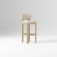 Anton Bar Stool, Yarn Dyed Linen Weave Alabaster, Burnt Wax