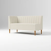Emmett Dining Banquette Armless Bench, Yarn Dyed Linen Weave Pewter, Acorn