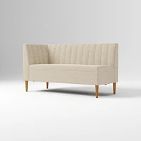 Emmett Dining Banquette Armless Bench, Yarn Dyed Linen Weave Pewter, Acorn