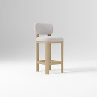 Anton Bar Stool, Yarn Dyed Linen Weave Alabaster, Burnt Wax