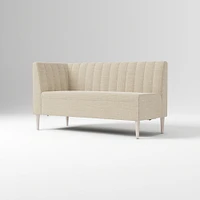Emmett Dining Banquette Armless Bench, Yarn Dyed Linen Weave Pewter, Acorn