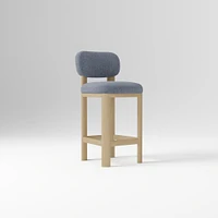 Anton Bar Stool, Yarn Dyed Linen Weave Alabaster, Burnt Wax