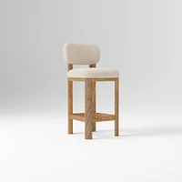 Anton Bar Stool, Yarn Dyed Linen Weave Alabaster, Burnt Wax