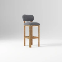 Anton Bar Stool, Yarn Dyed Linen Weave Alabaster, Burnt Wax