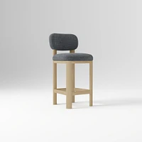 Anton Bar Stool, Yarn Dyed Linen Weave Alabaster, Burnt Wax