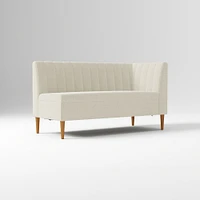 Emmett Dining Banquette Armless Bench, Yarn Dyed Linen Weave Pewter, Acorn
